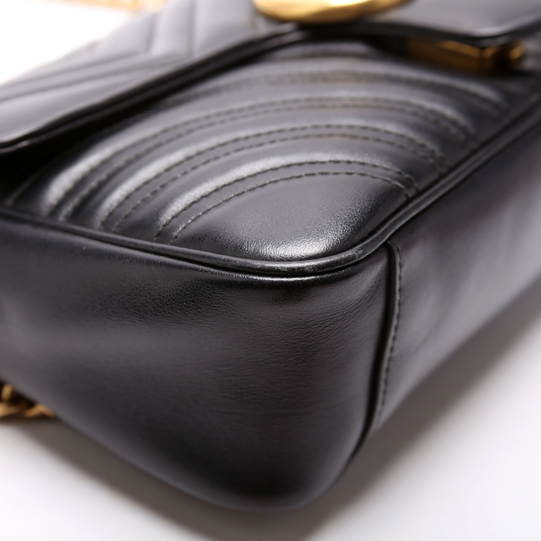 443497 Marmont Leather Shoulder Small Flap Black