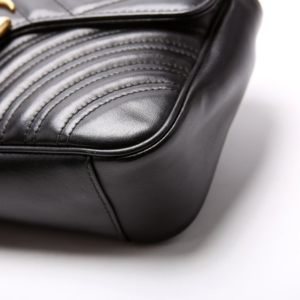 443497 Marmont Leather Shoulder Small Flap Black