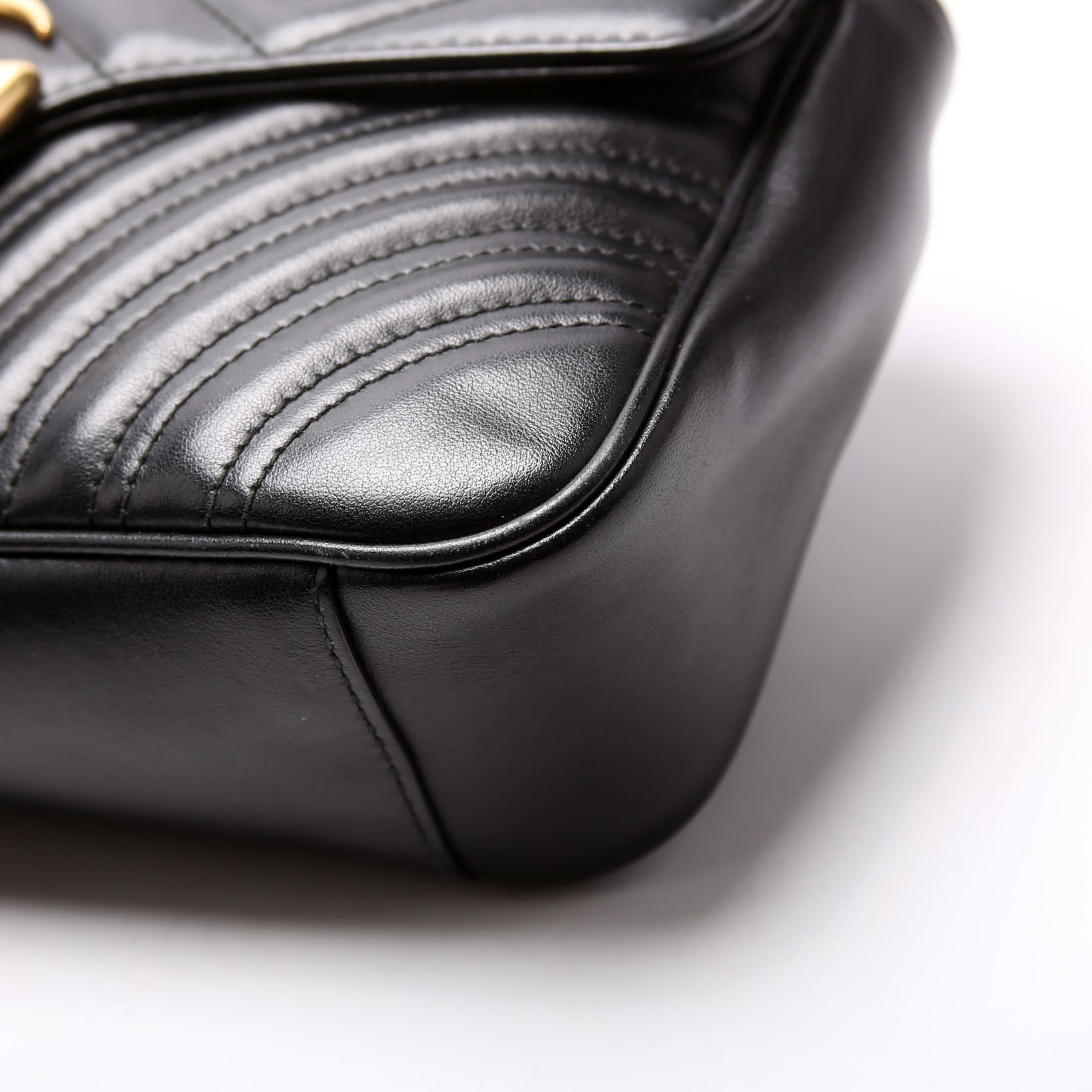 443497 Marmont Leather Shoulder Small Flap Black
