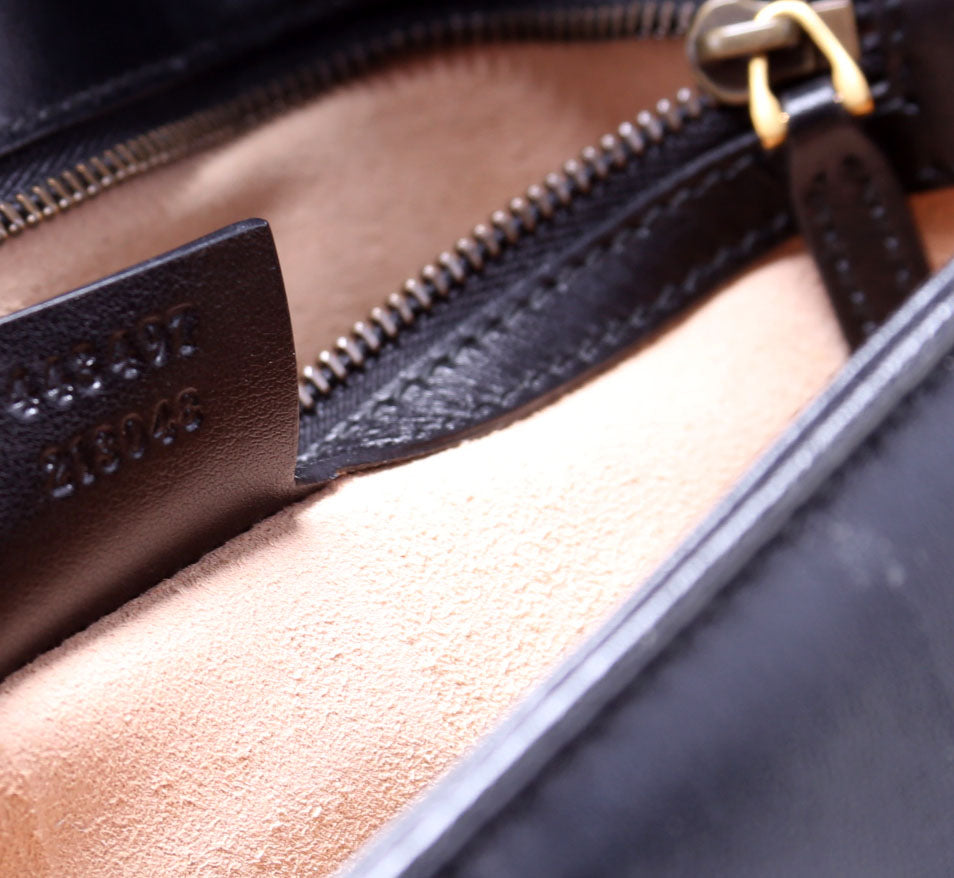 443497 Marmont Leather Shoulder Small Flap Black