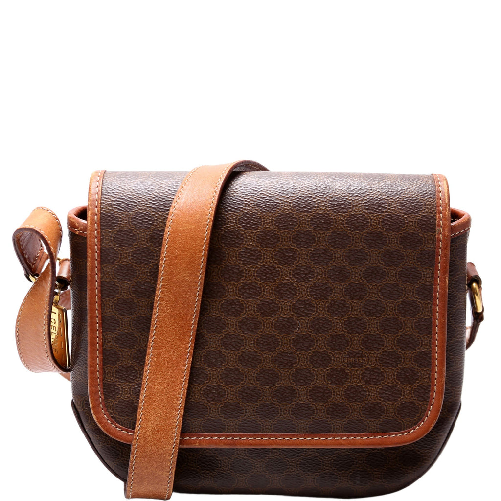 Macadam Canvas Flap Saddle Bag Vintage Brown