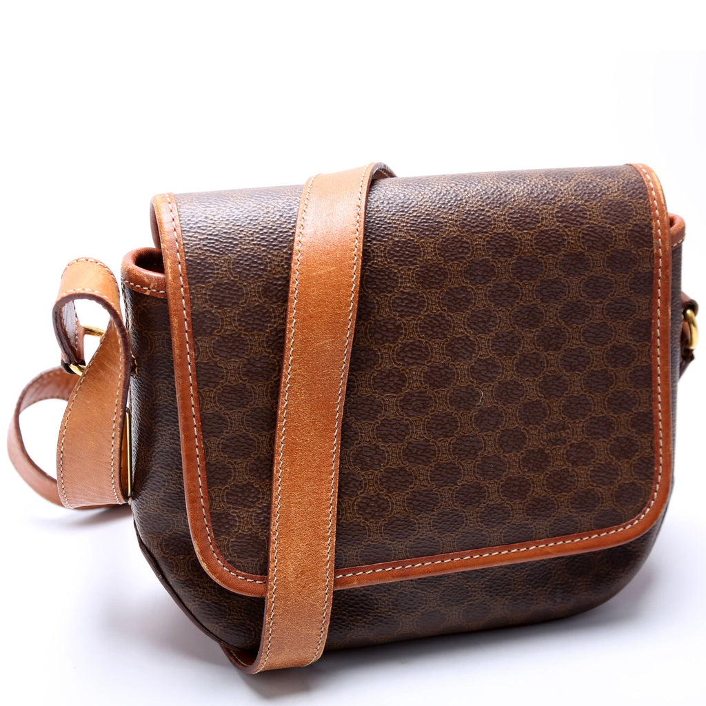 Macadam Canvas Flap Saddle Bag Vintage Brown