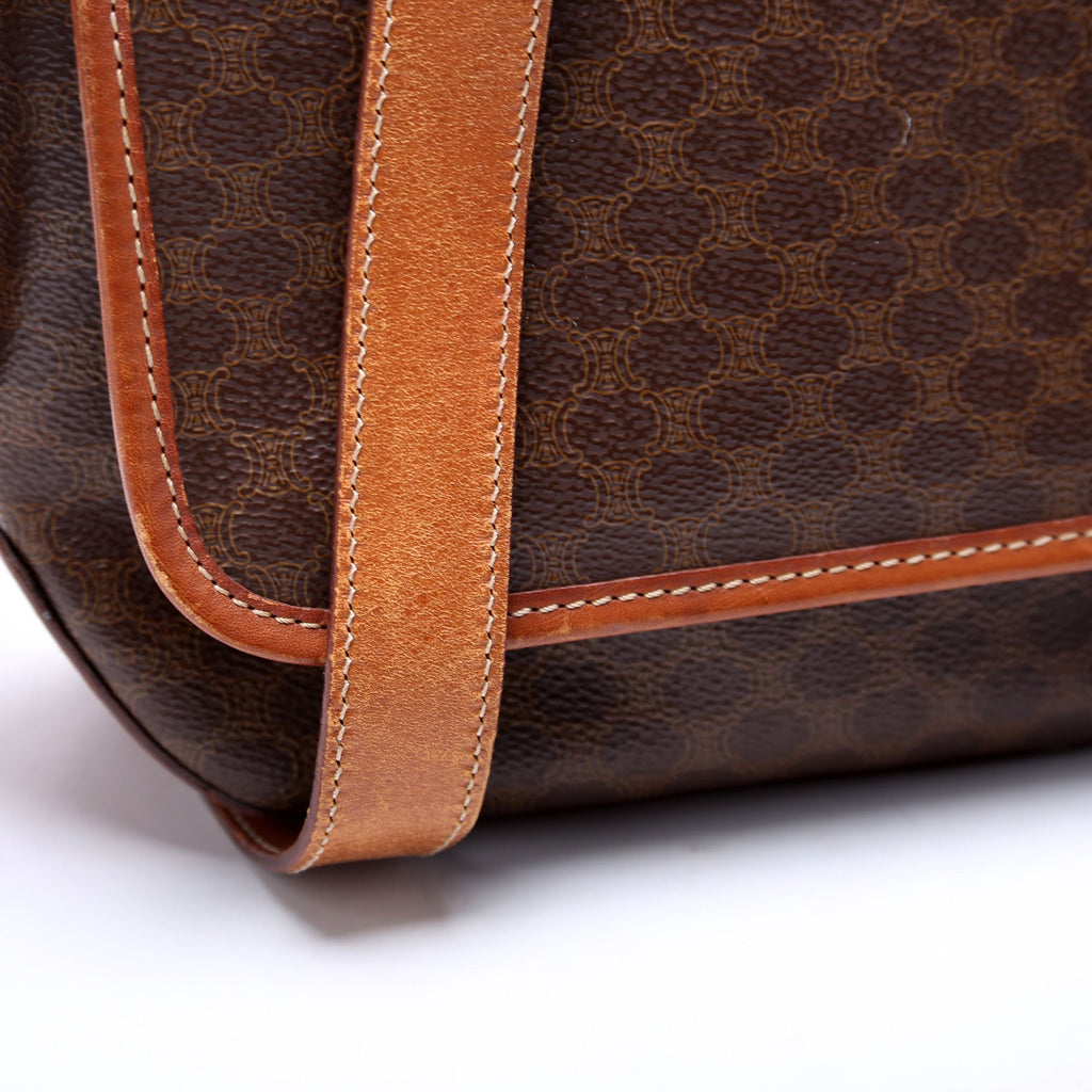 Macadam Canvas Flap Saddle Bag Vintage Brown