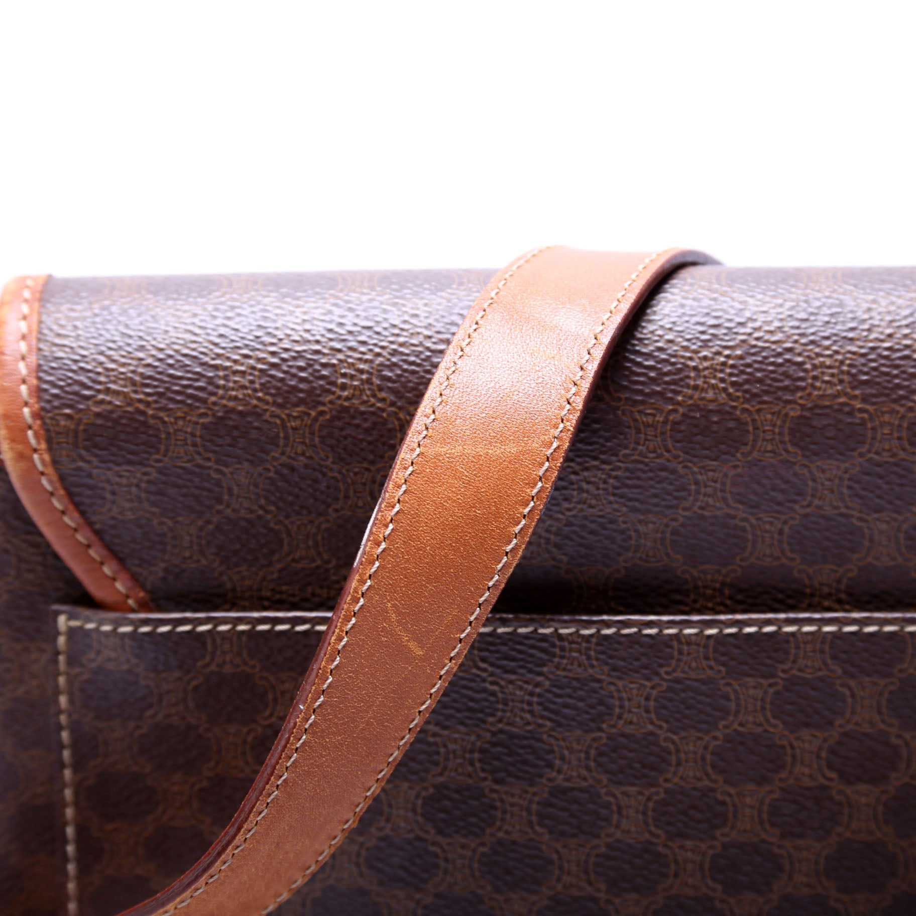 Macadam Canvas Flap Saddle Bag Vintage Brown