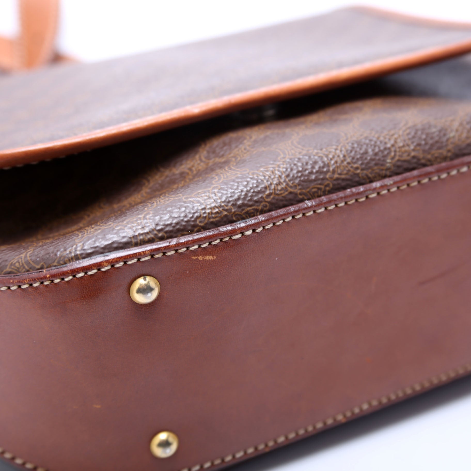 Macadam Canvas Flap Saddle Bag Vintage Brown