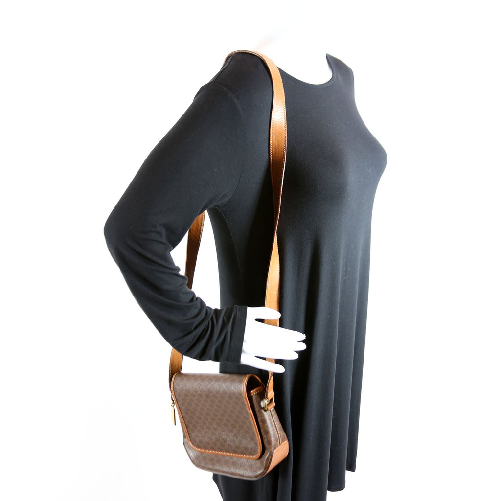 Macadam Canvas Flap Saddle Bag Vintage Brown