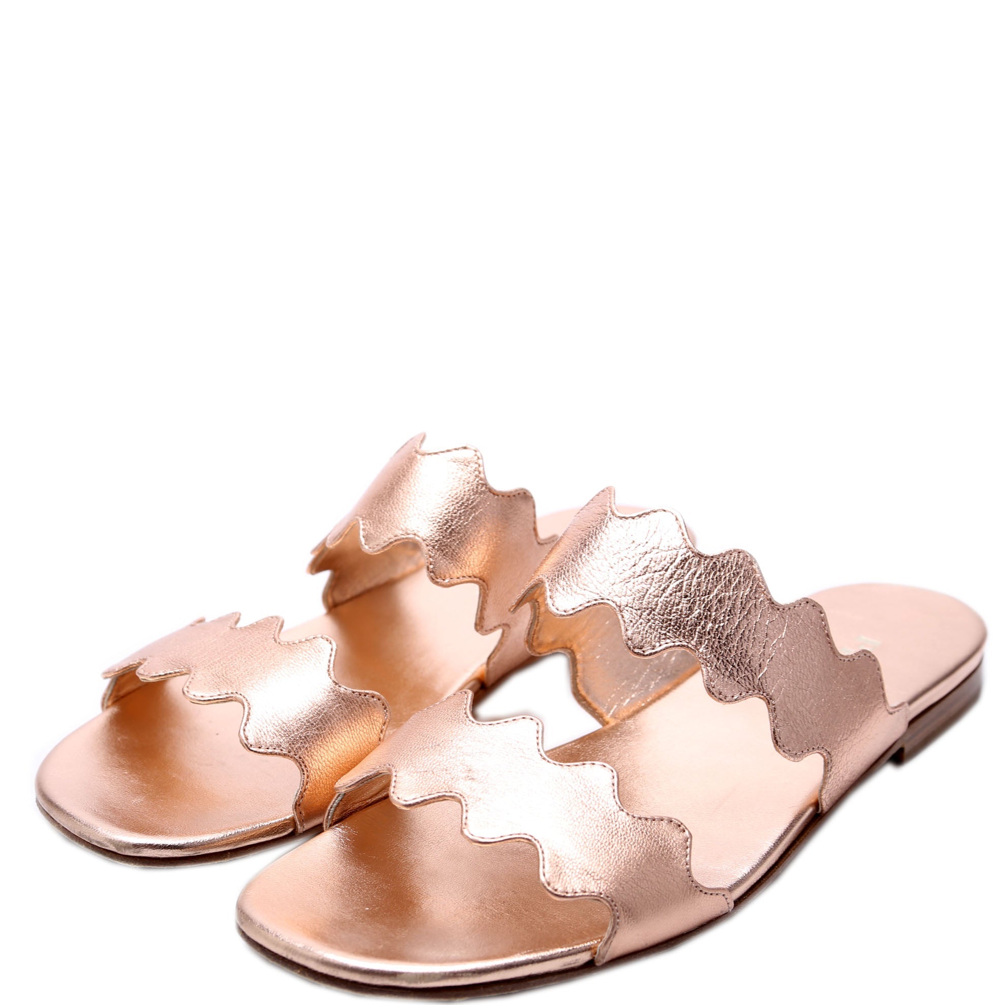 Scallop Metallic Flats Size 37.5 Rose Gold