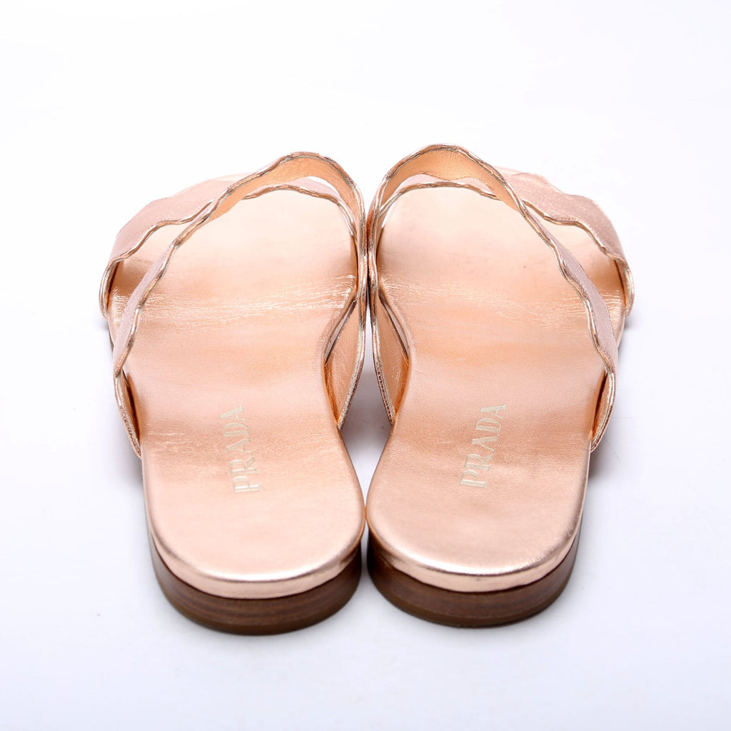 Scallop Metallic Flats Size 37.5 Rose Gold
