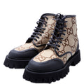 Maxi GG Canvas Lace Up Combat Boots Size 5 (37) Brown