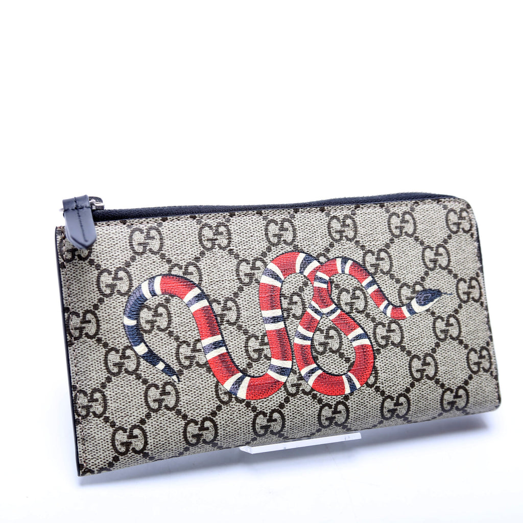 575364 GG Supreme Kingsnake L-Zip Wallet Black
