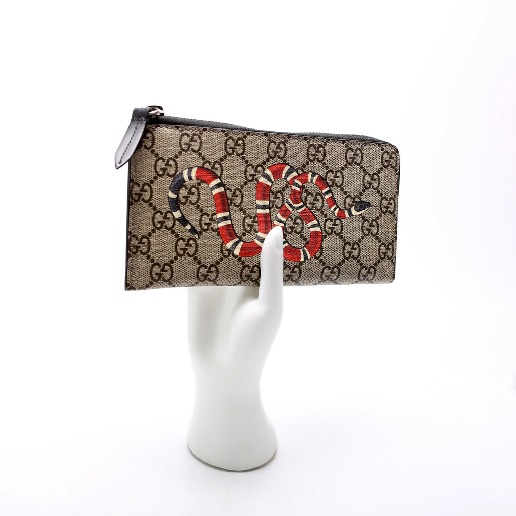 575364 GG Supreme Kingsnake L-Zip Wallet Black