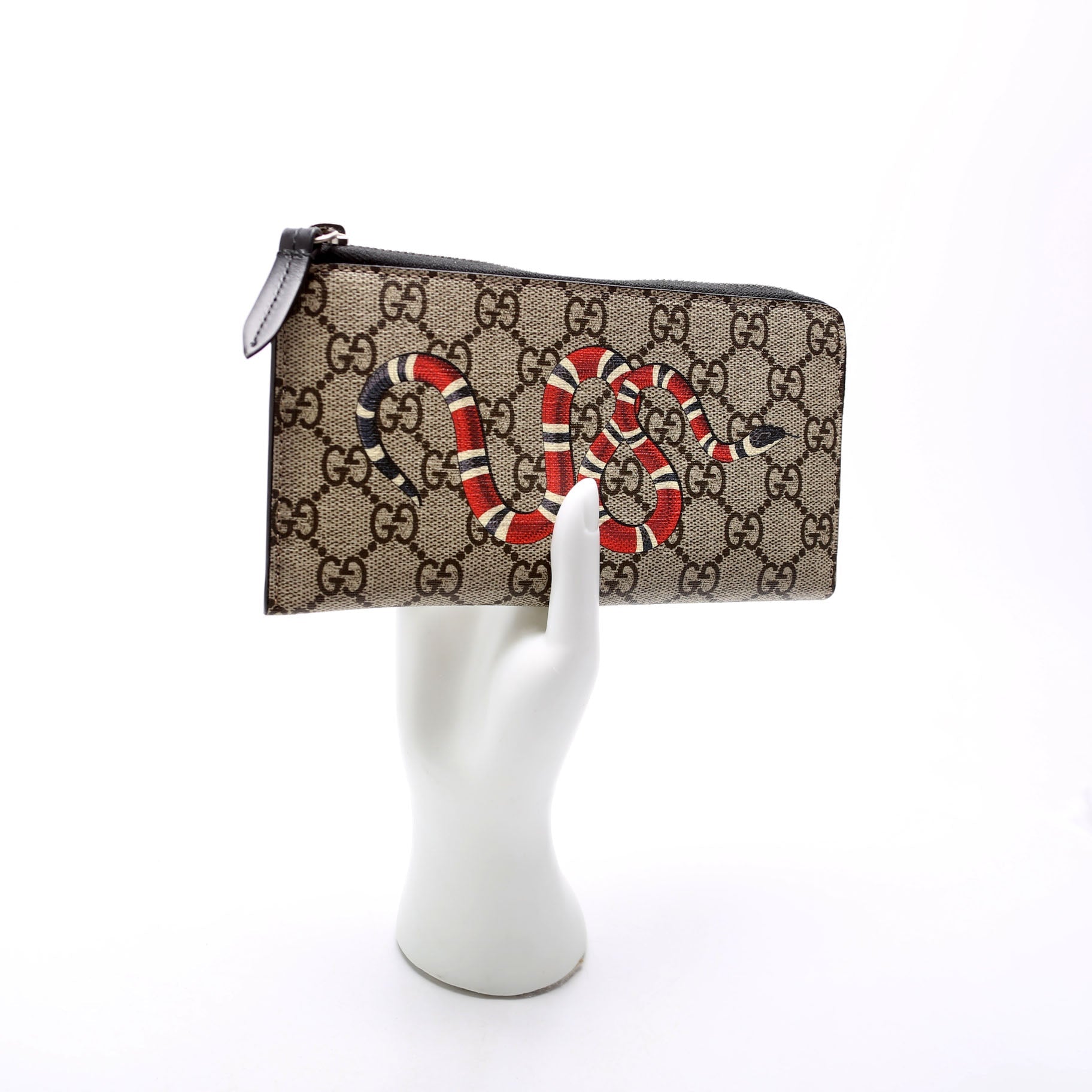 575364 GG Supreme Kingsnake L-Zip Wallet Black