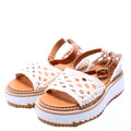 Luccia Crochet Platform Sandals Size 36 Cream