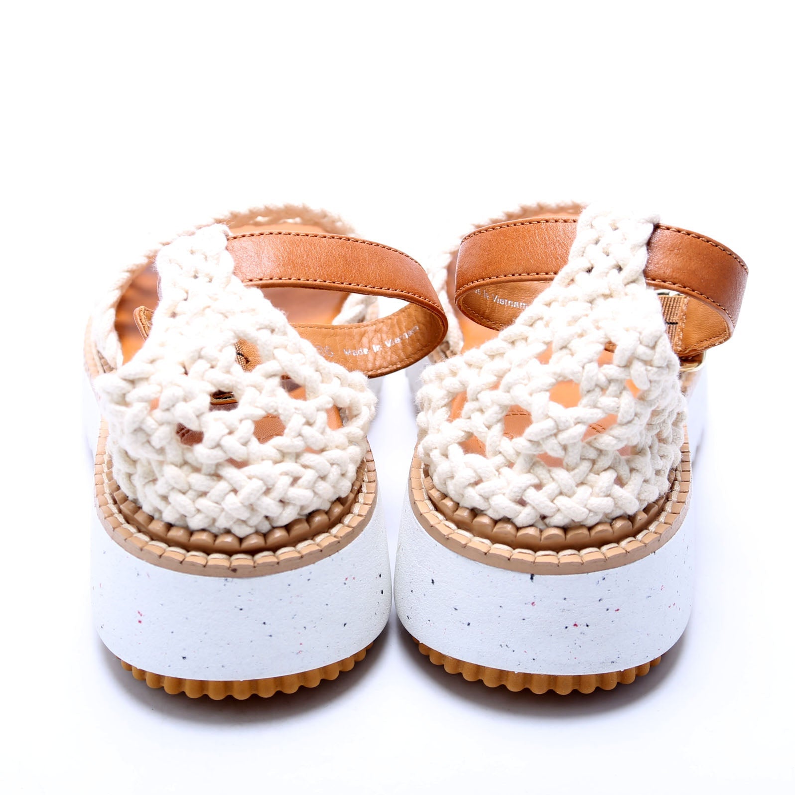 Luccia Crochet Platform Sandals Size 36 Cream