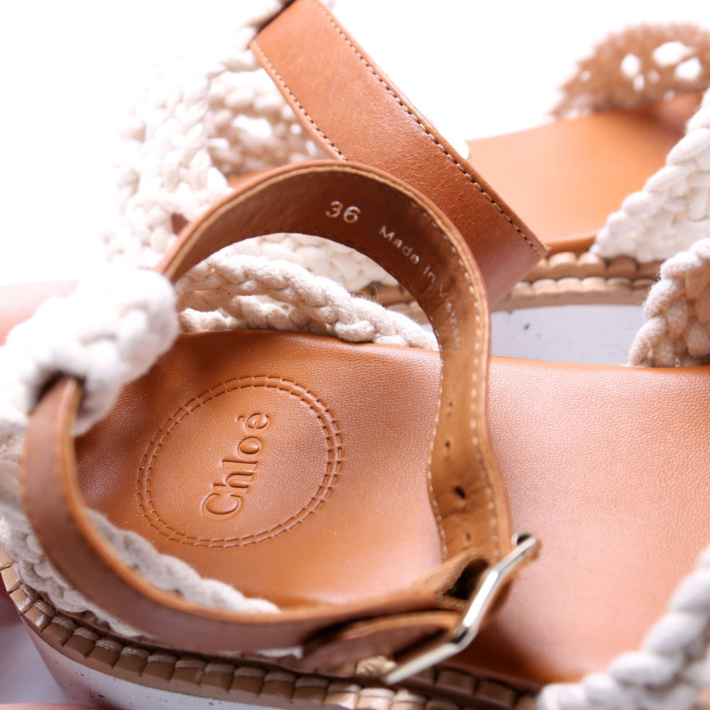 Luccia Crochet Platform Sandals Size 36 Cream