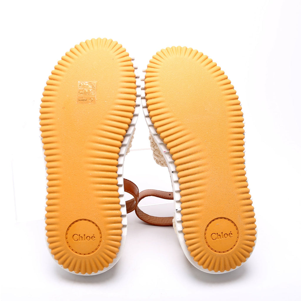 Luccia Crochet Platform Sandals Size 36 Cream