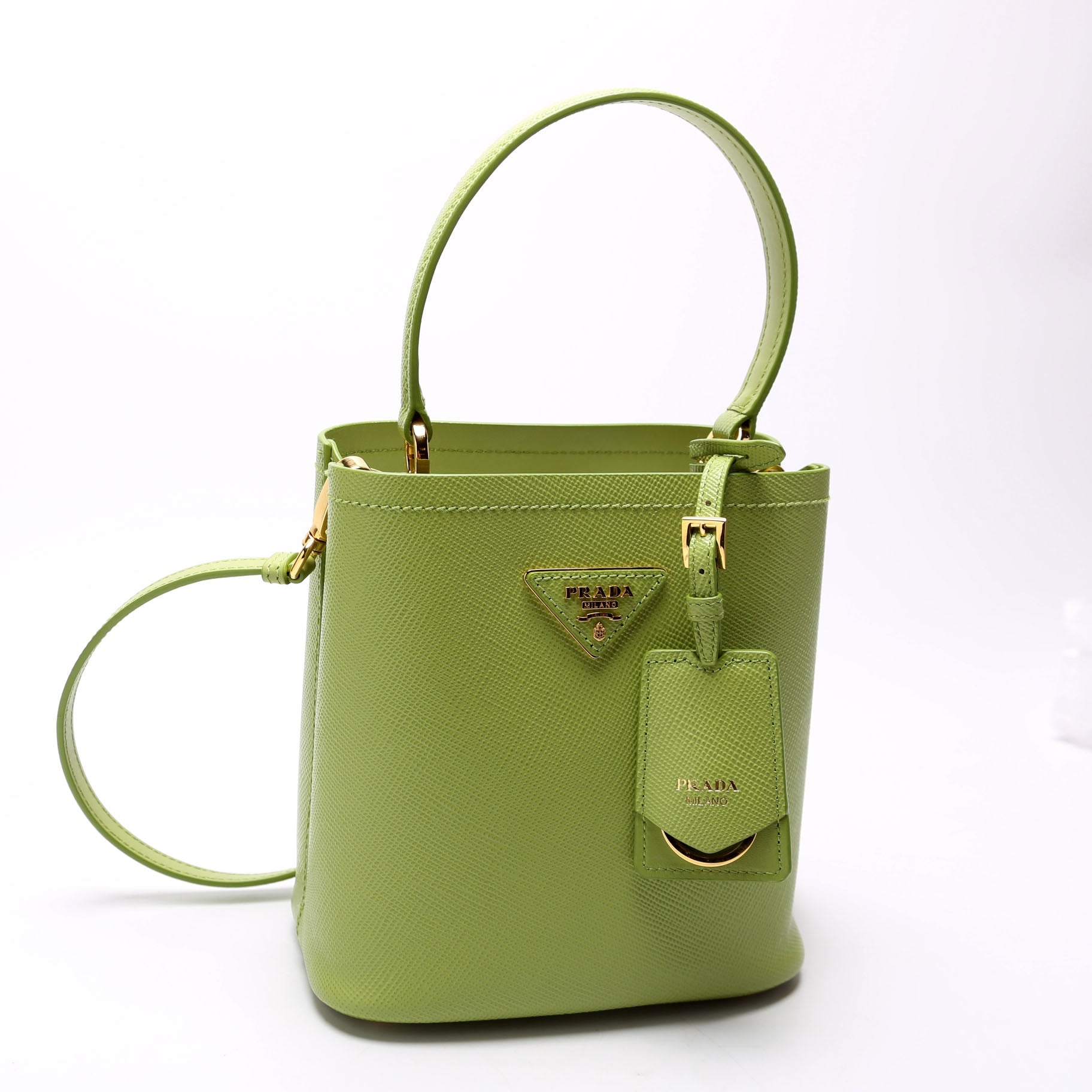 1BA217 Saffiano Cuir Small Panier Bag Green