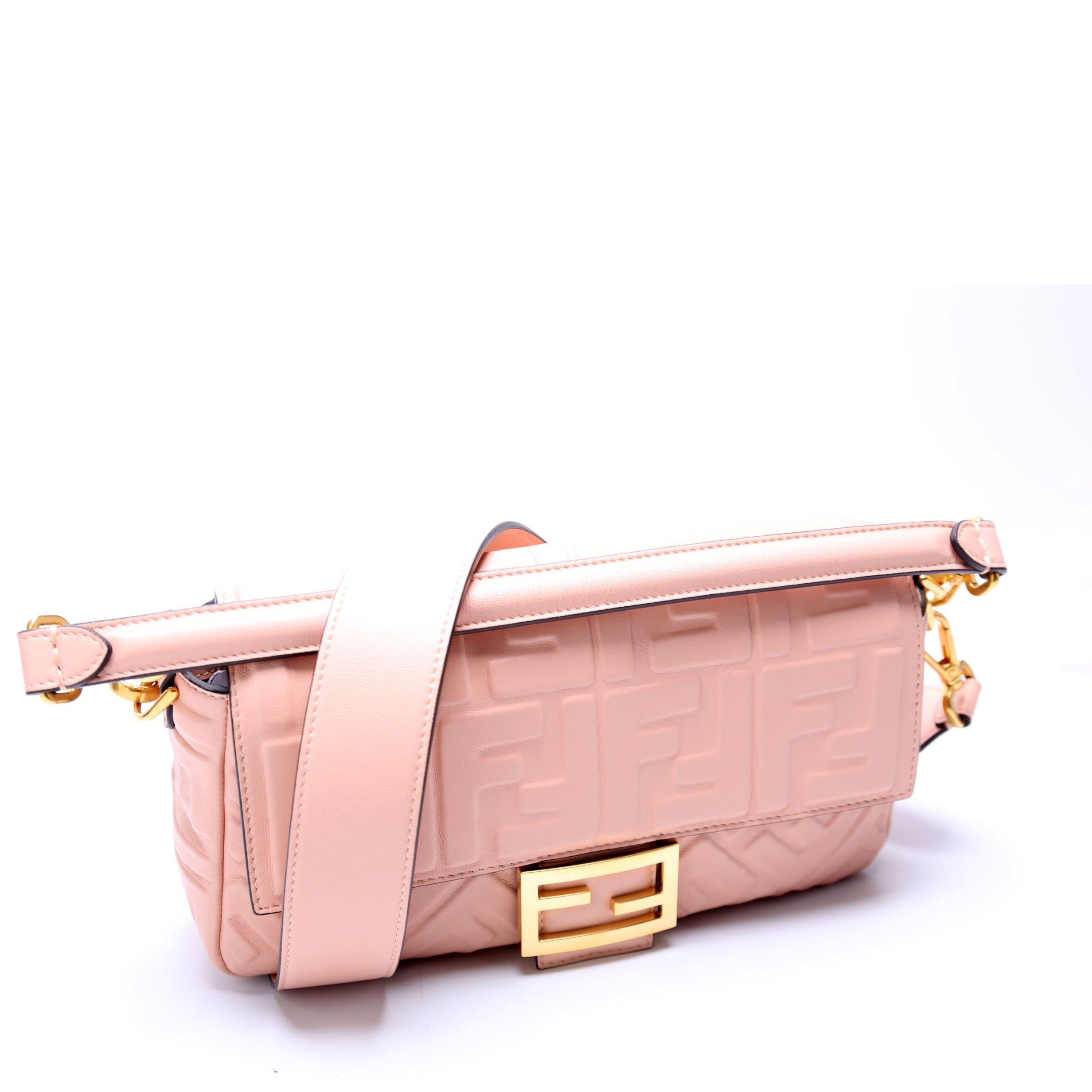 Fendi Baguette FF Embossed Nappa Pink