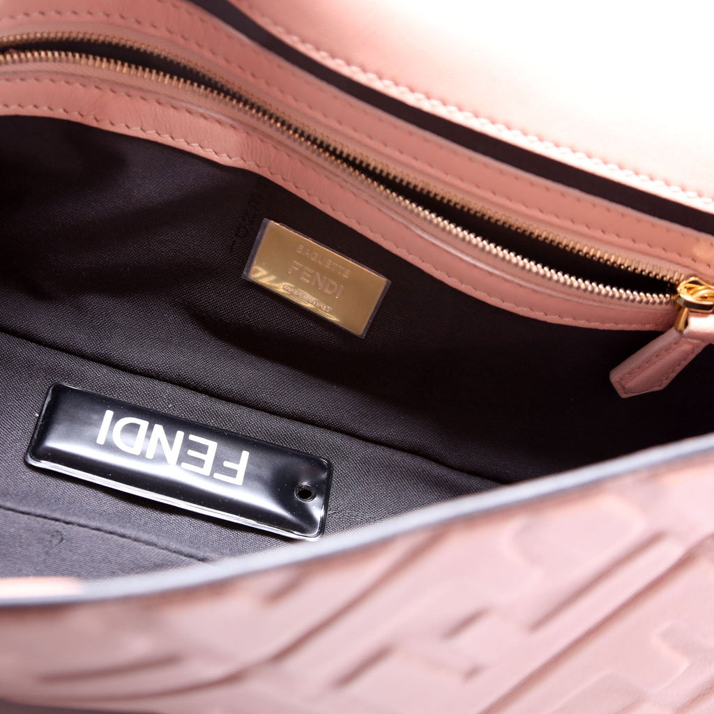 Fendi Baguette FF Embossed Nappa Pink