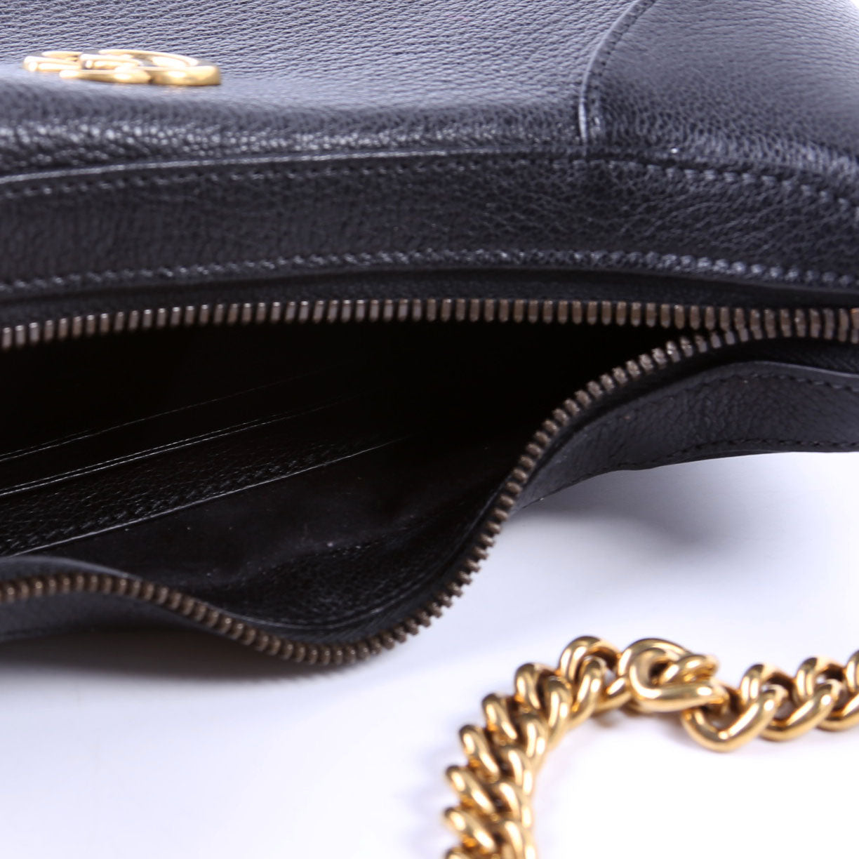 731817 Aphrodite Leather Small Shoulder Bag Black