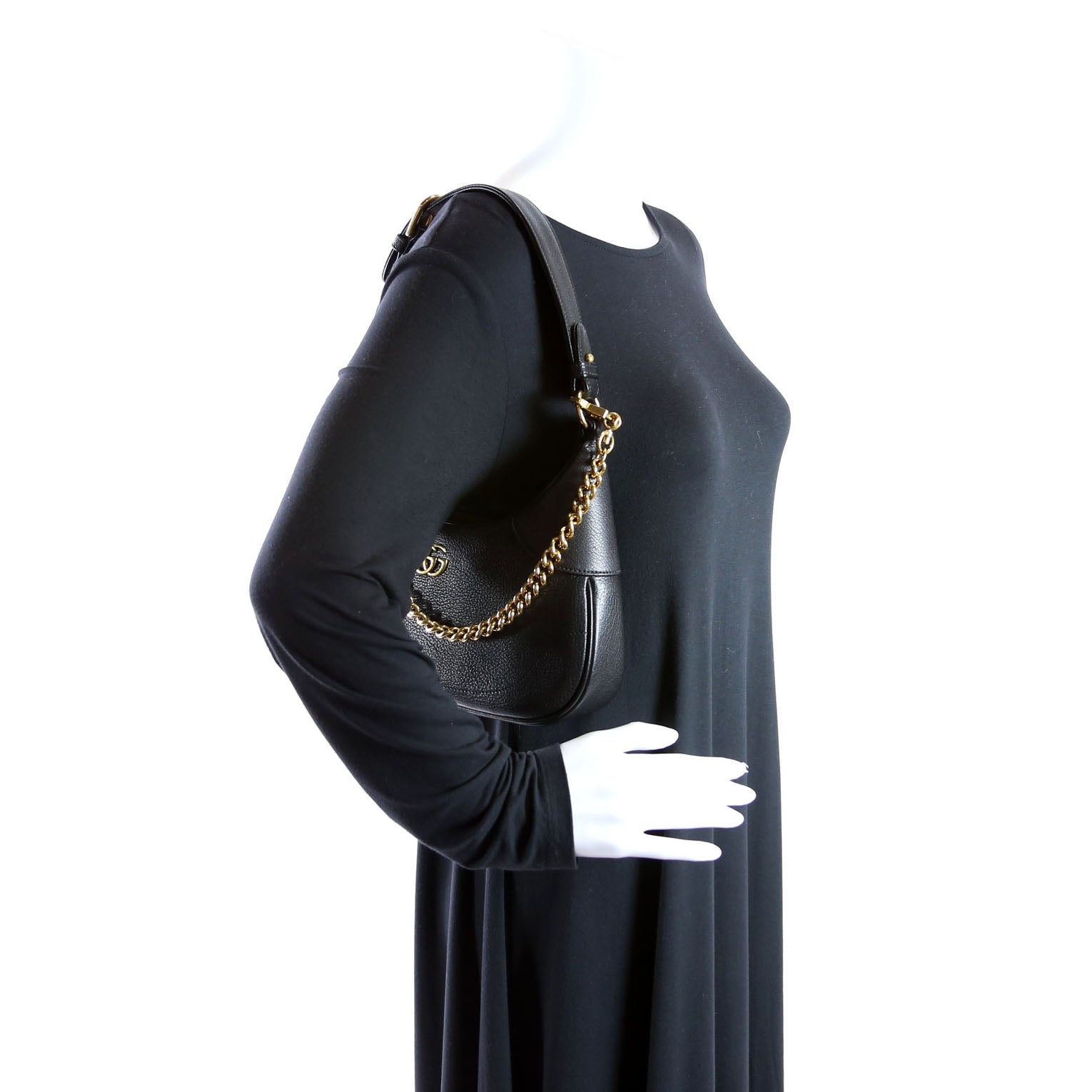 731817 Aphrodite Leather Small Shoulder Bag Black