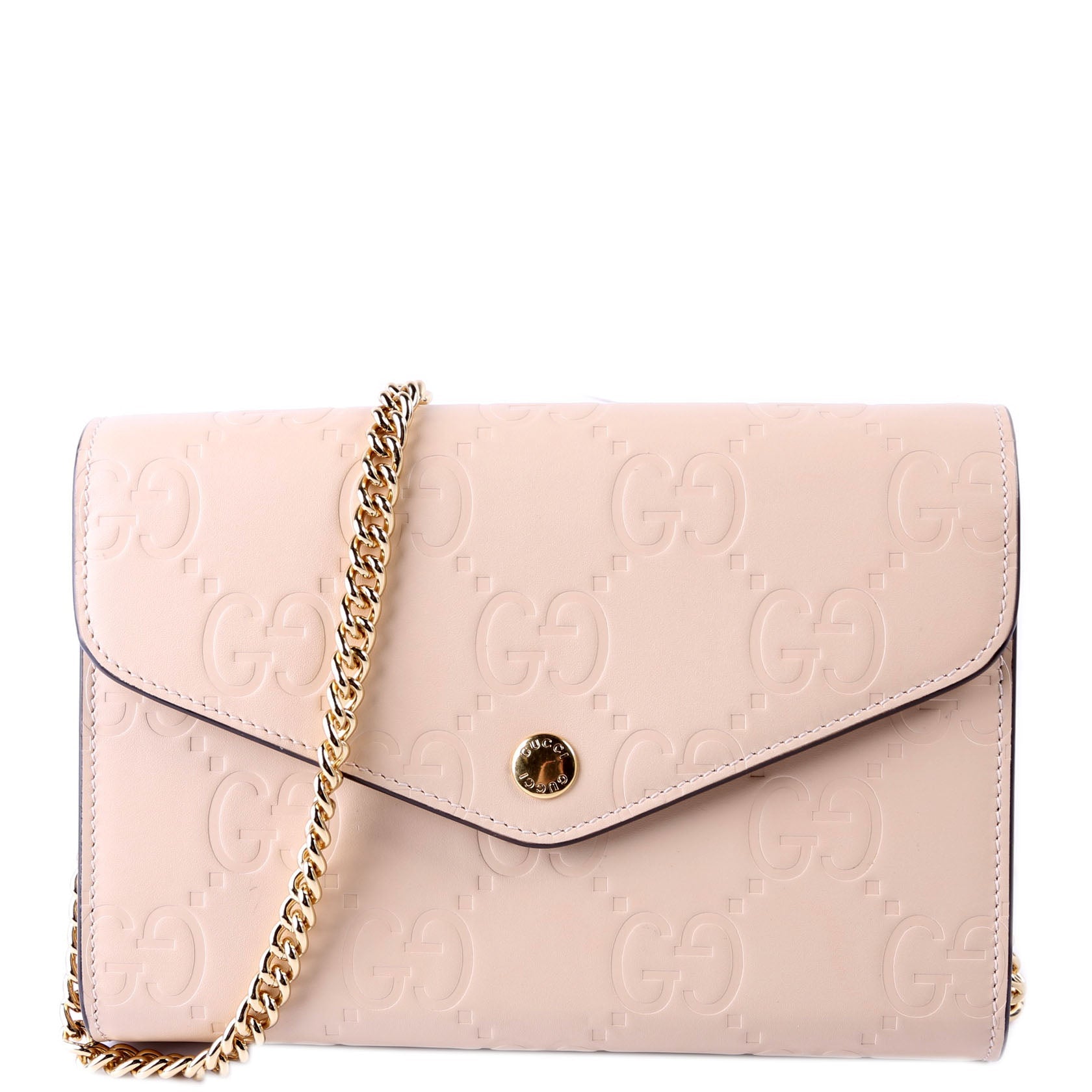781555 GG Leather Chain Wallet Tan