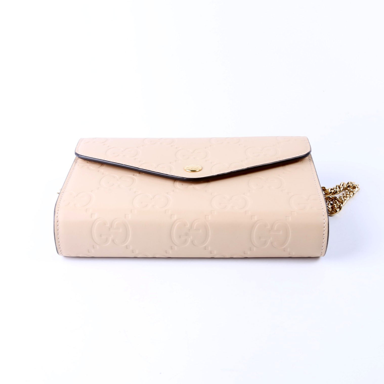 781555 GG Leather Chain Wallet Tan