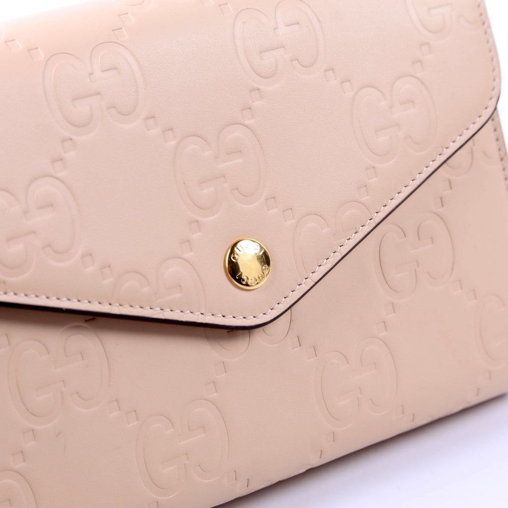 781555 GG Leather Chain Wallet Tan