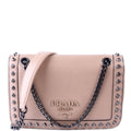 Glace Calfskin Studded Crossbody Tan