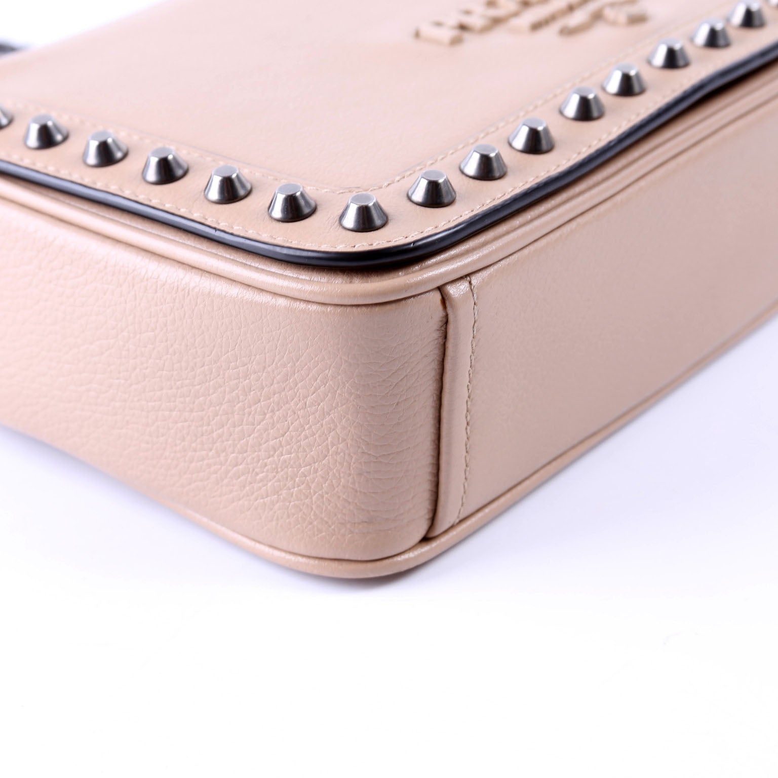 Glace Calfskin Studded Crossbody Tan