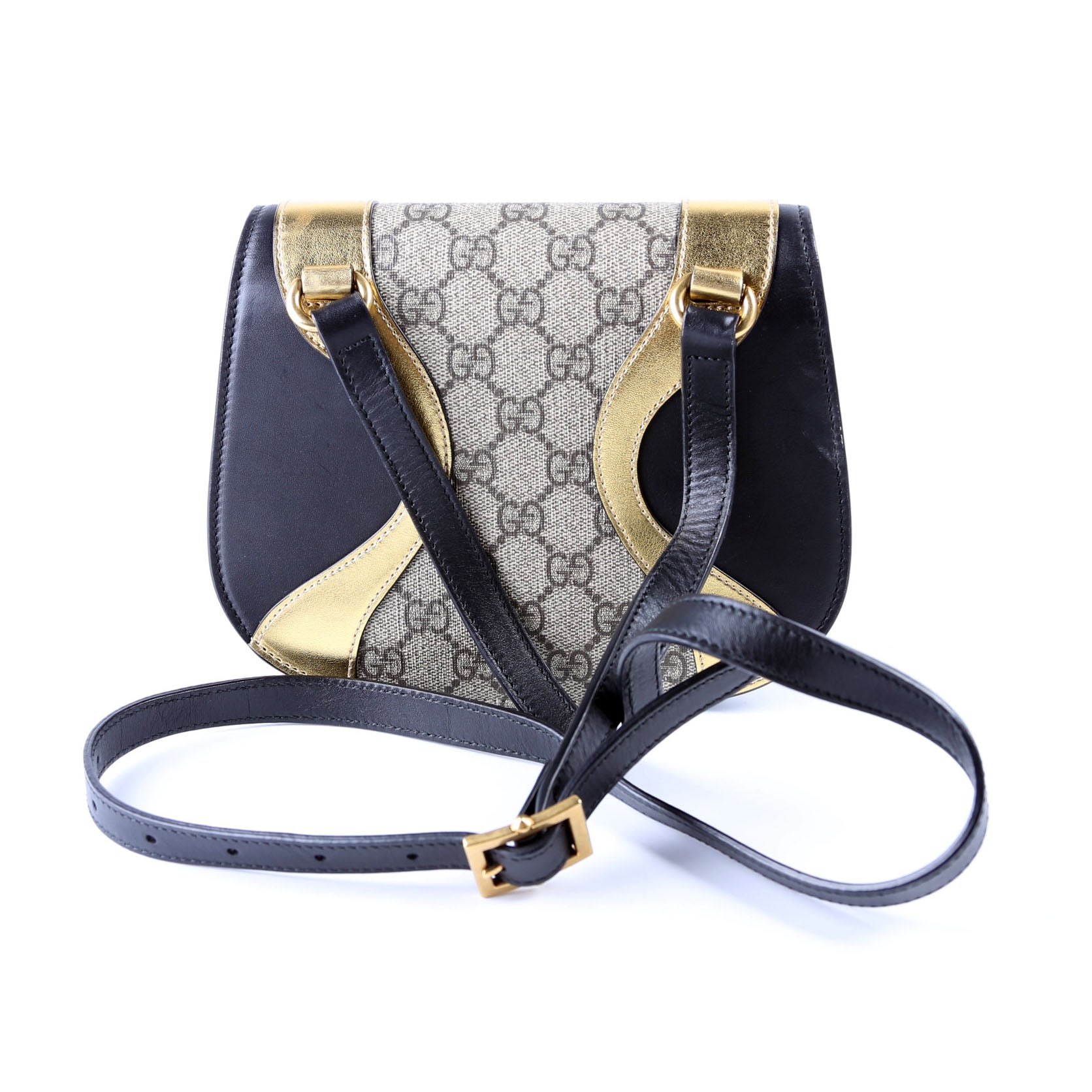 500781 GG Supreme Calfskin Osiride Shoulder Bag Black/Gold