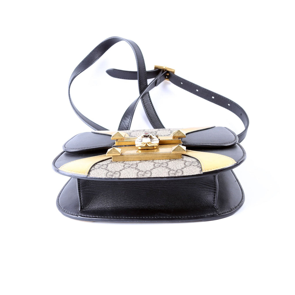500781 GG Supreme Calfskin Osiride Shoulder Bag Black/Gold