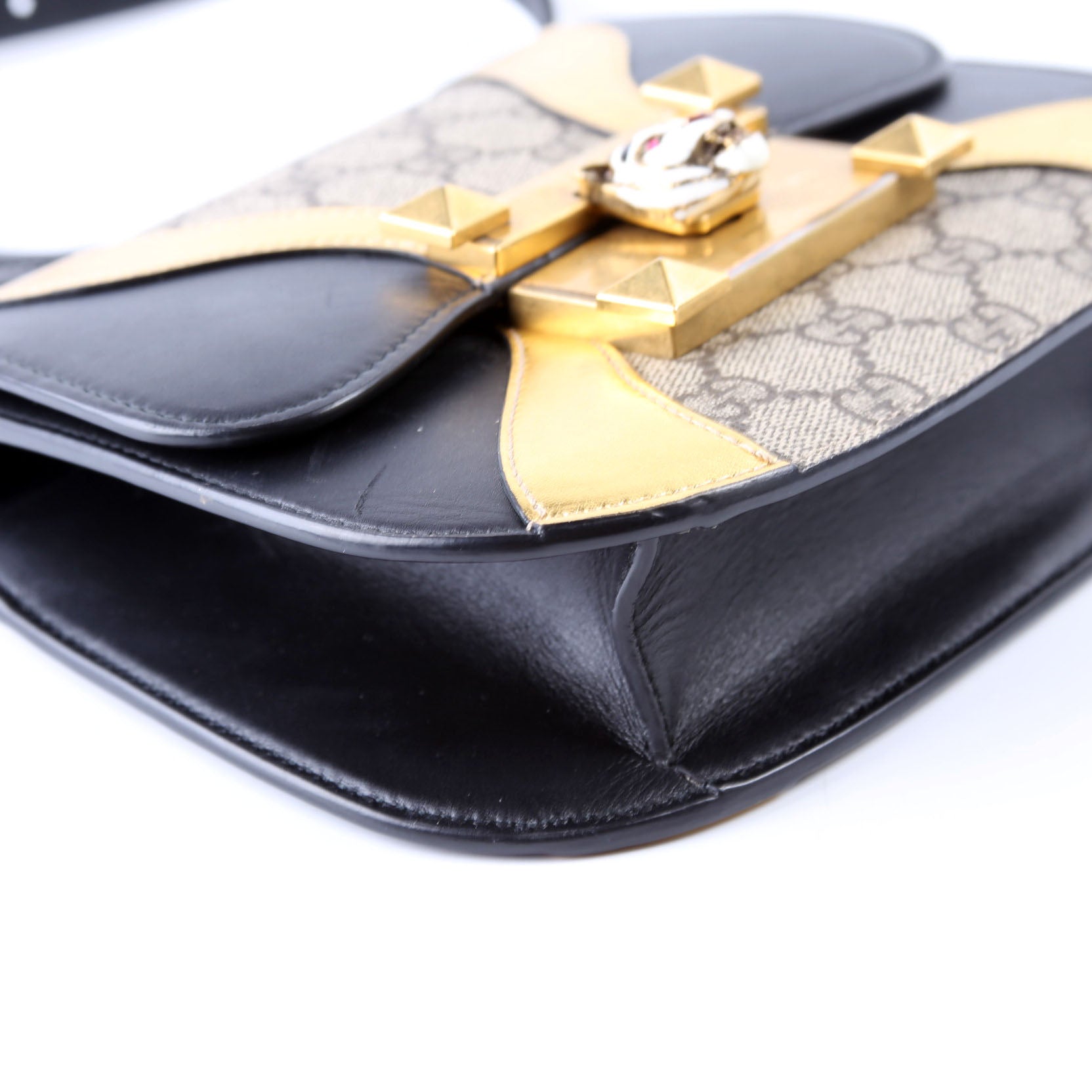 500781 GG Supreme Calfskin Osiride Shoulder Bag Black/Gold