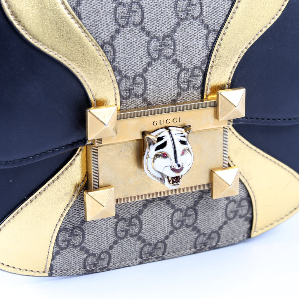 500781 GG Supreme Calfskin Osiride Shoulder Bag Black/Gold