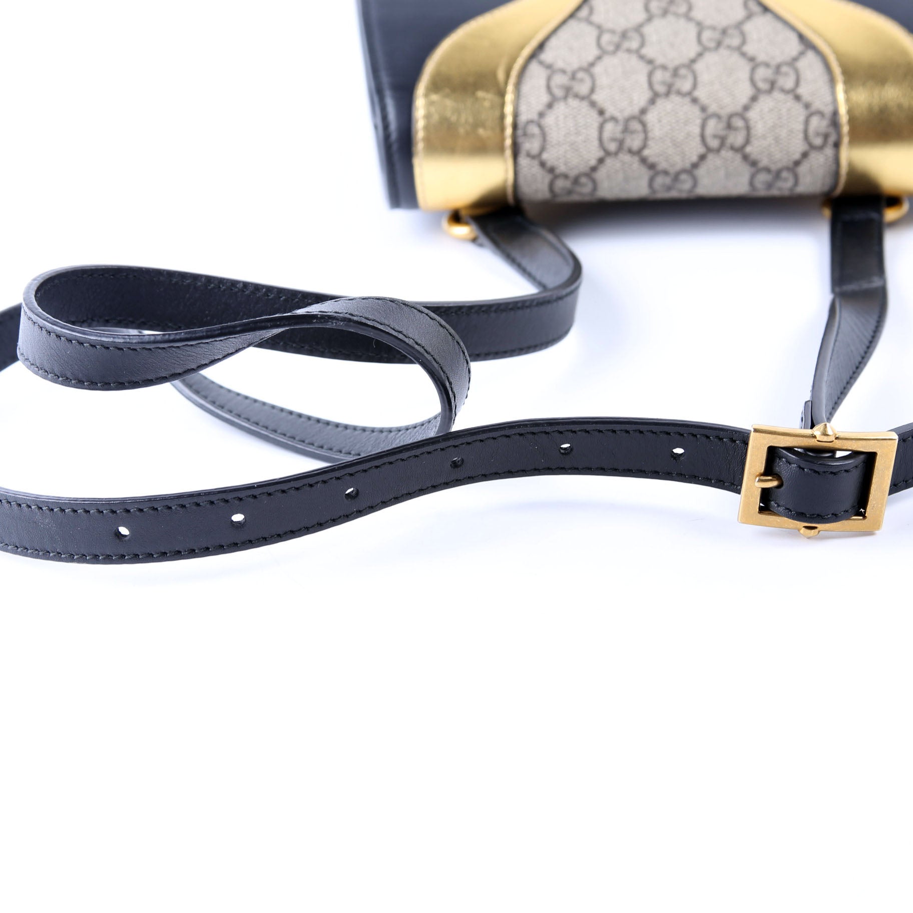 500781 GG Supreme Calfskin Osiride Shoulder Bag Black/Gold