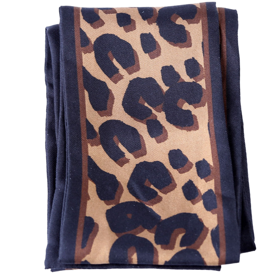 Leopard Bandeau Silk Scarf Brown/Black