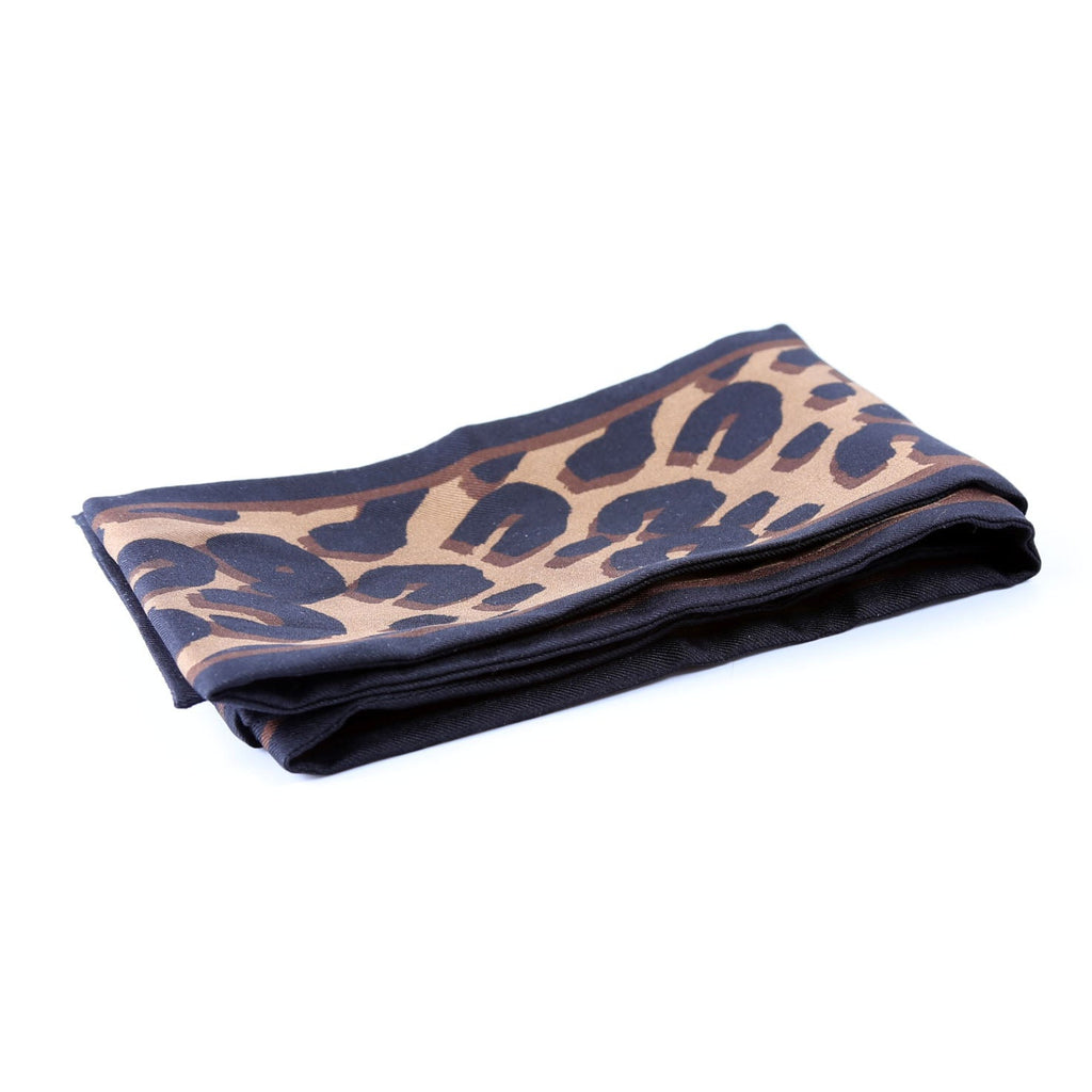 Leopard Bandeau Silk Scarf Brown/Black