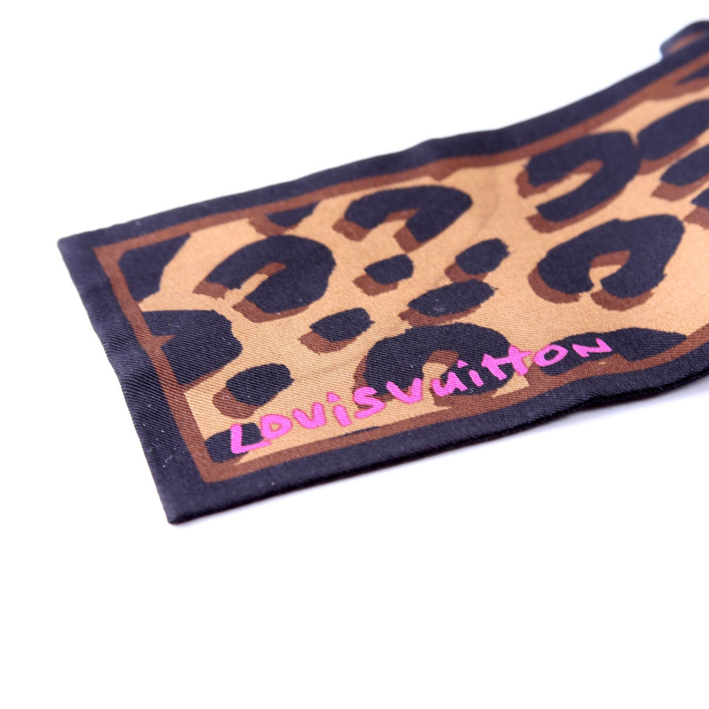 Leopard Bandeau Silk Scarf Brown/Black