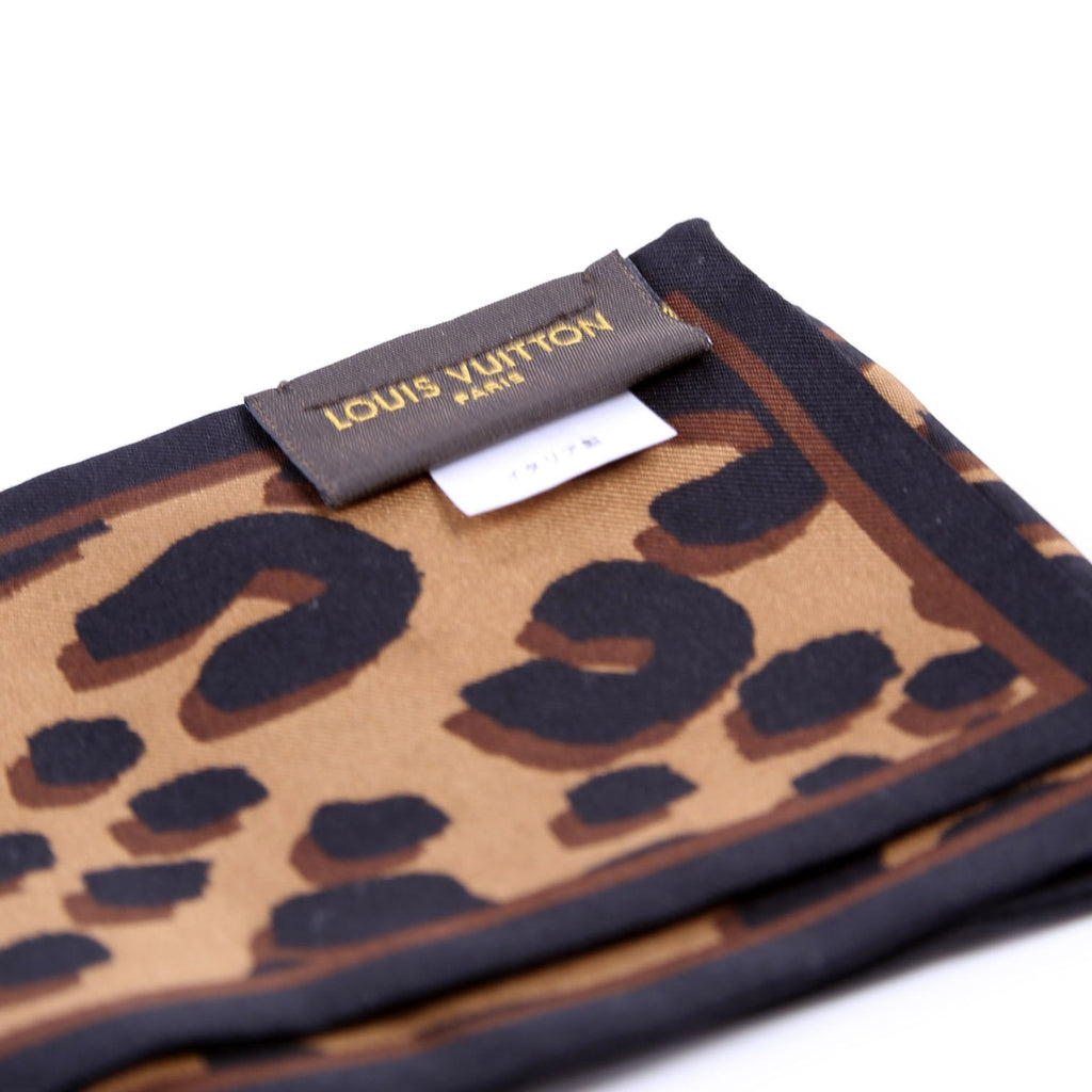 Leopard Bandeau Silk Scarf Brown/Black