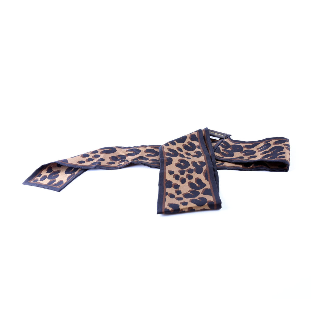 Leopard Bandeau Silk Scarf Brown/Black