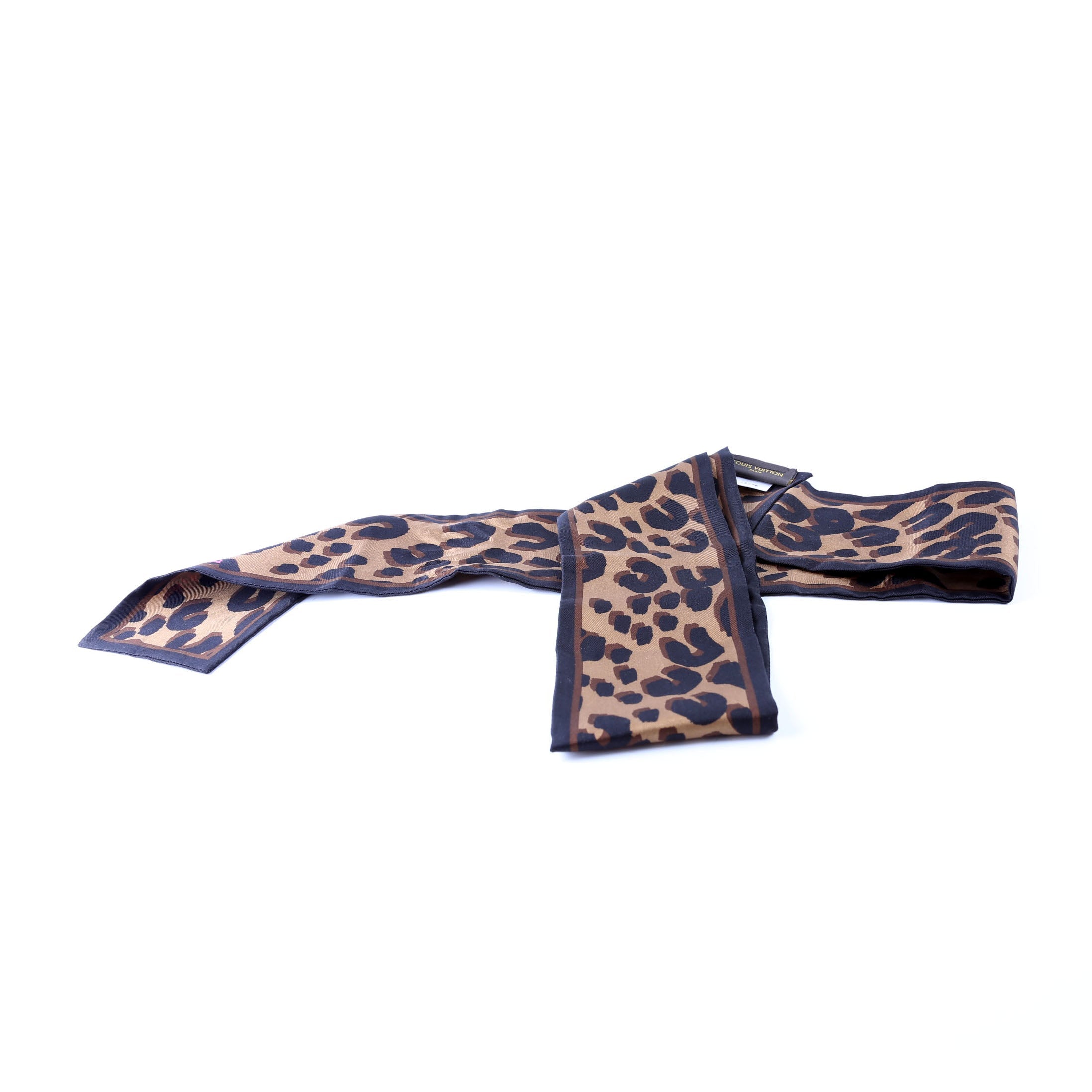 Leopard Bandeau Silk Scarf Brown/Black