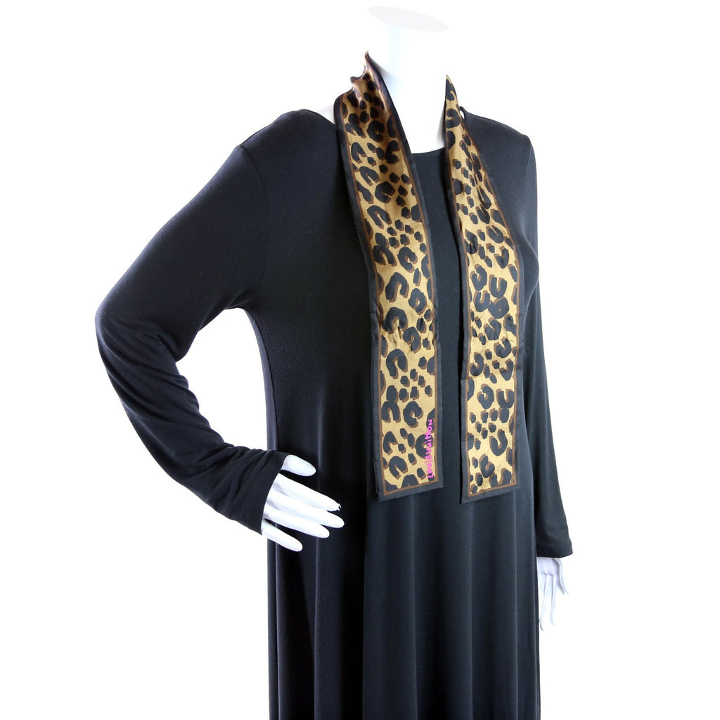Leopard Bandeau Silk Scarf Brown/Black