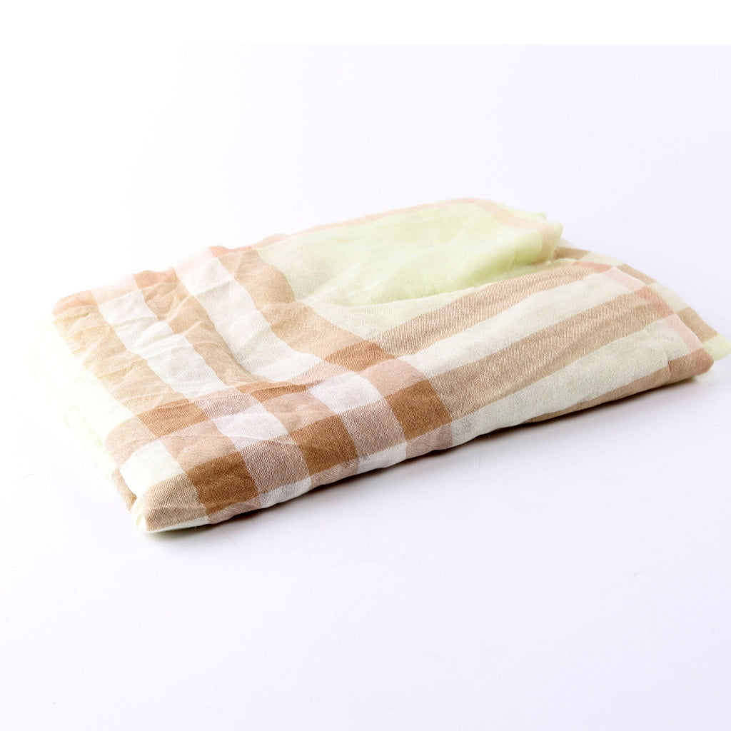 Giant Check Lightweight Wool/Silk Scarf Yellow