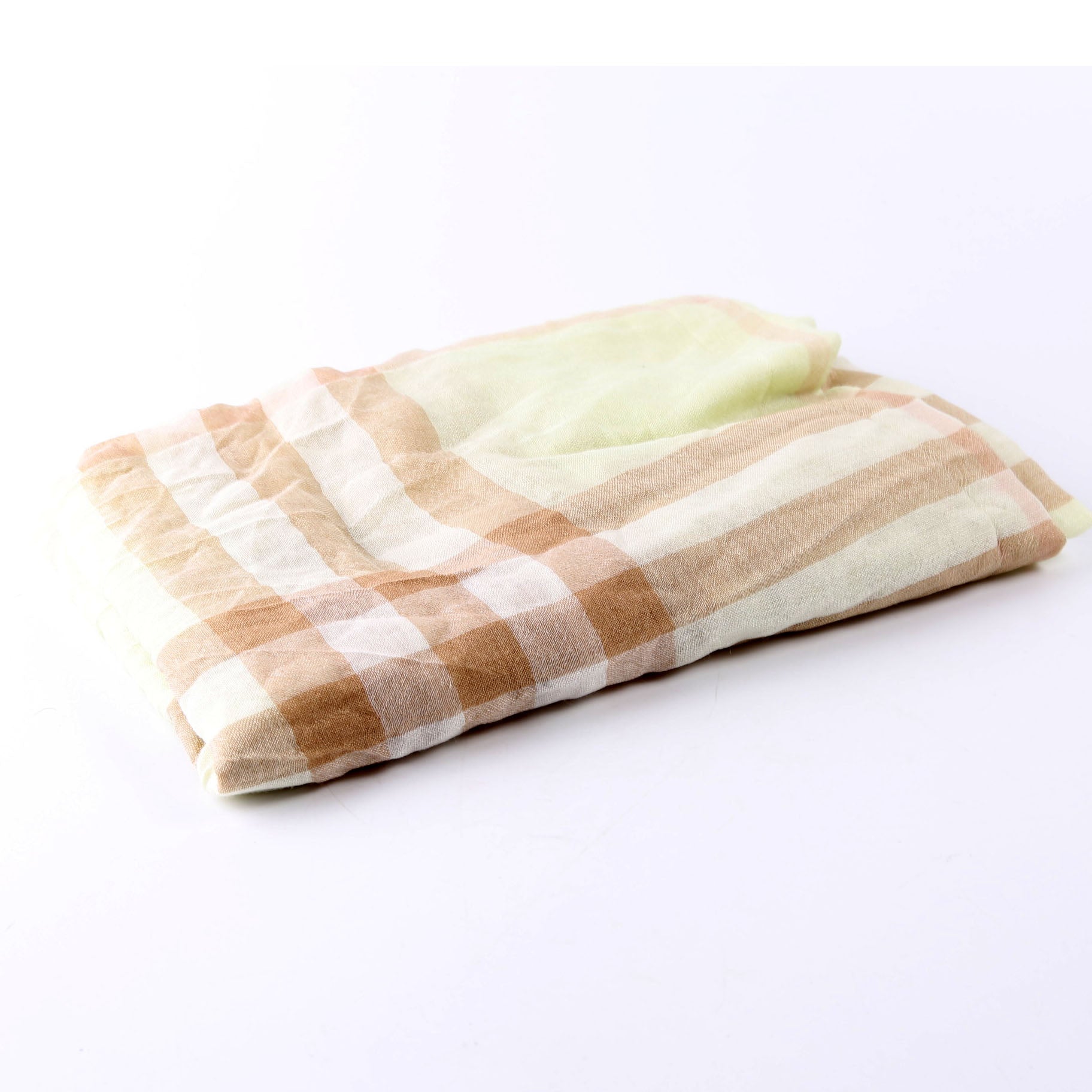 Giant Check Lightweight Wool/Silk Scarf Yellow