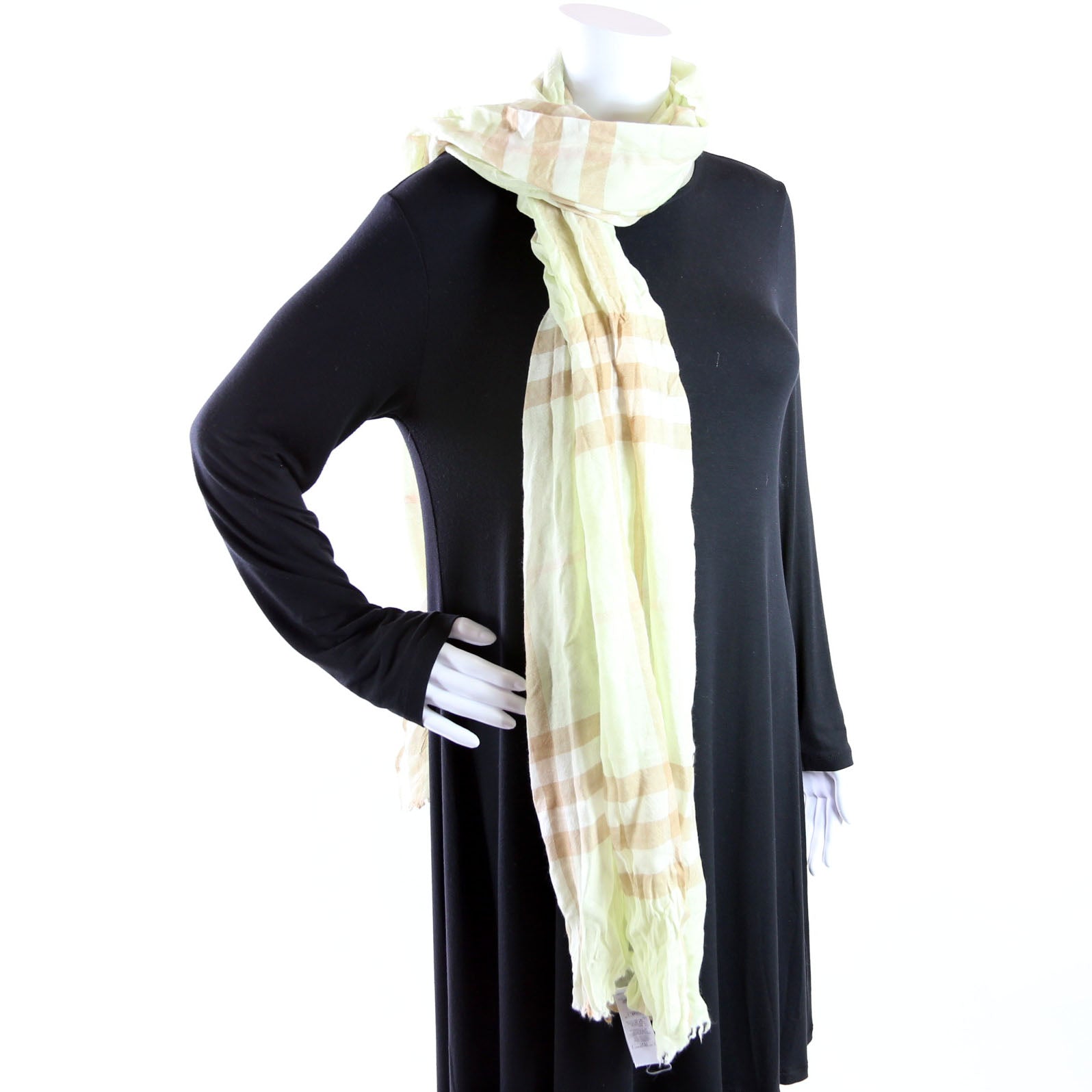 Giant Check Lightweight Wool/Silk Scarf Yellow