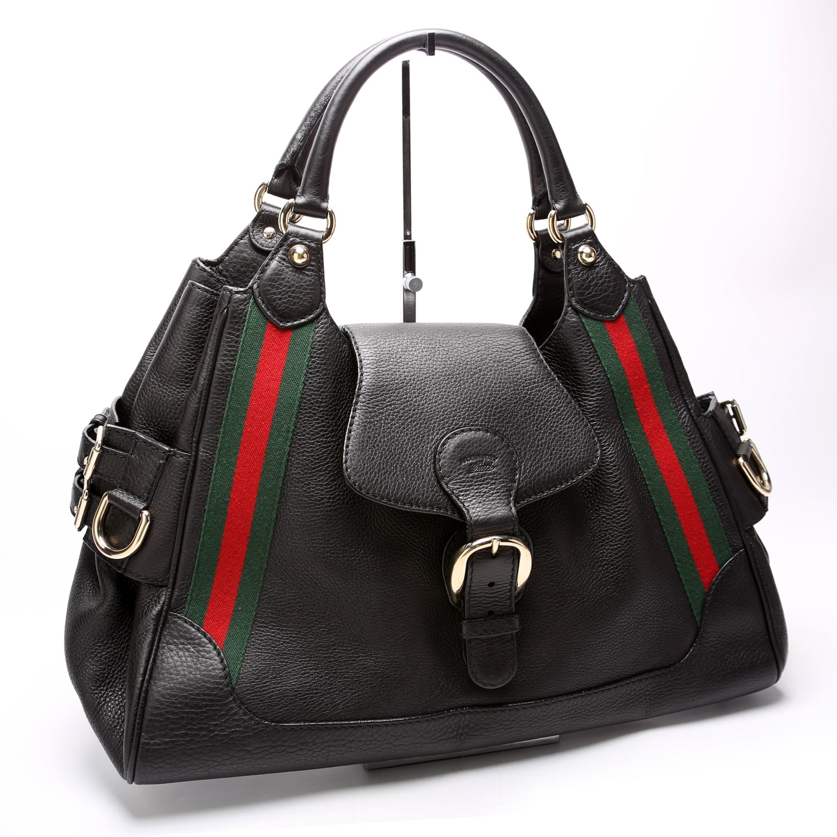 247599 Web Leather Heritage Shoulder Bag