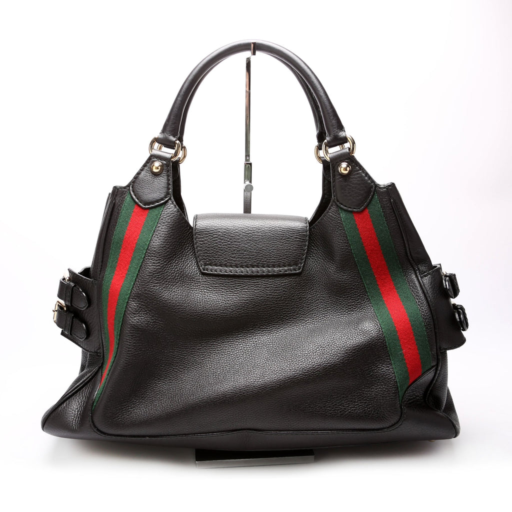 247599 Web Leather Heritage Shoulder Bag