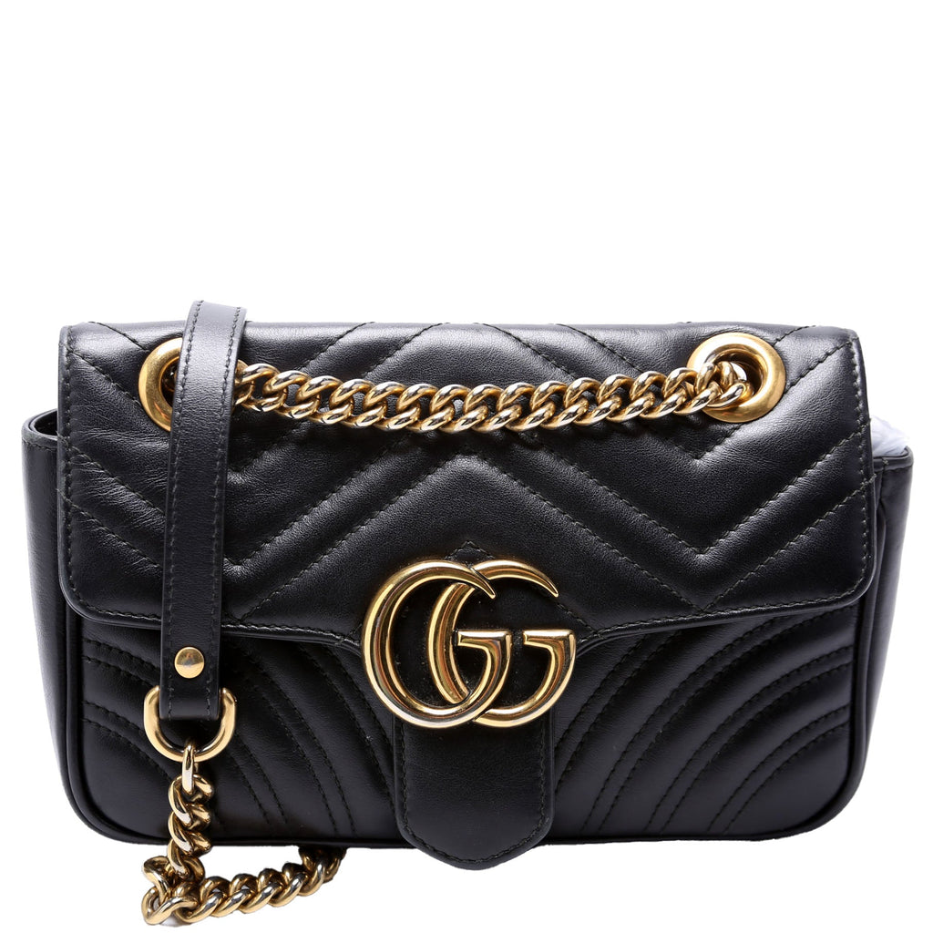 446744 Marmont Leather Shoulder Mini Flap Black
