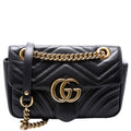 446744 Marmont Leather Shoulder Mini Flap Black