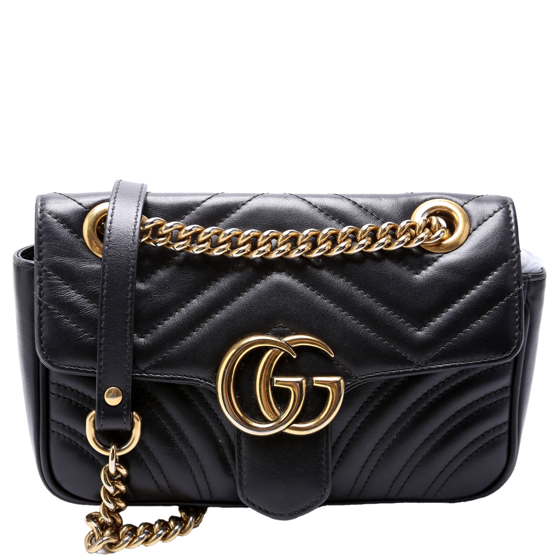 446744 Marmont Leather Shoulder Mini Flap Black